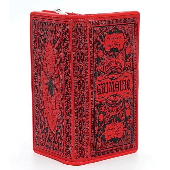 GRIMOIRE Book of Spells WALLET Blood Red GOTHIC Wicca Symbols Halloween NWOT 🩸 - Picture 2 of 6